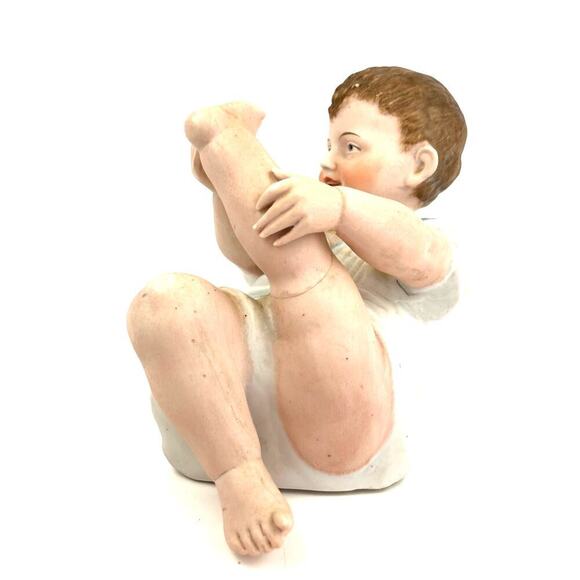 Antique German Bisque Piano Baby on Back Germany 7.5" Long - Picture 3 of 16